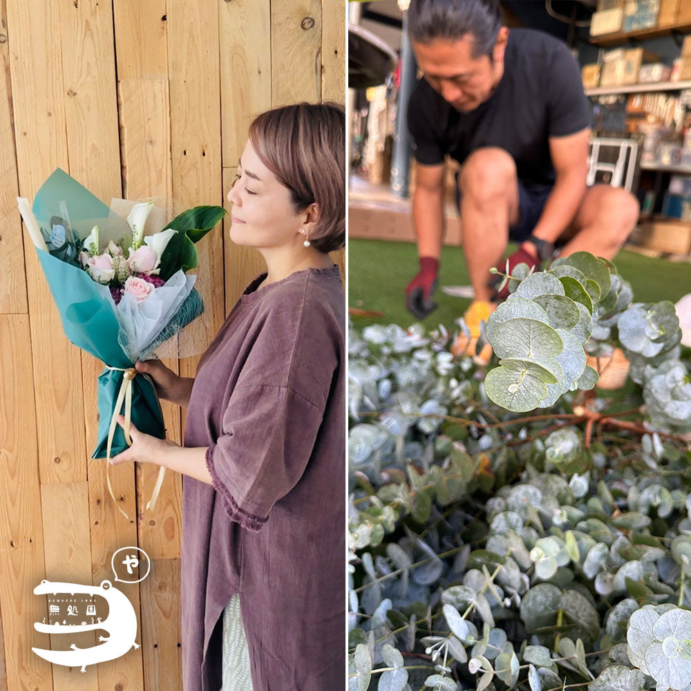 a florist is holding flower arrangement with the flower which a farmer grow in Malaysia